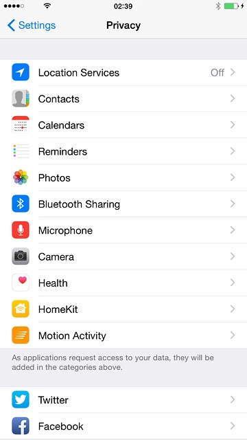 Press Location Services.