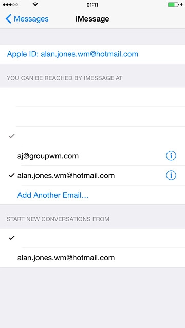 Press Messages to go back to the settings.