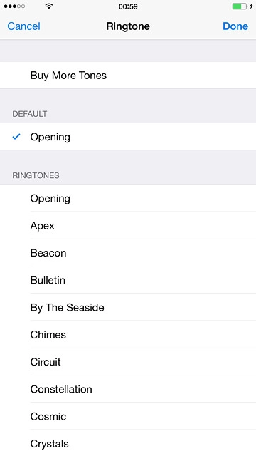 Once you've found a ring tone you like, press Done.