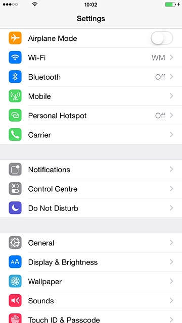 Press Personal Hotspot.