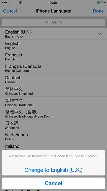Press Change to ‹language›.