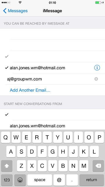 Key in the required email address and press return.