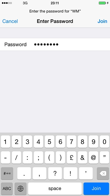 Follow the instructions on the display to key in security settings and press Join.