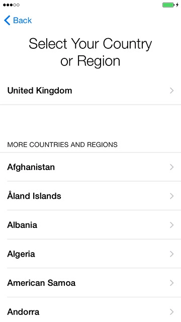 Press the required country or area.