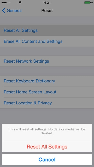 Press Reset All Settings.