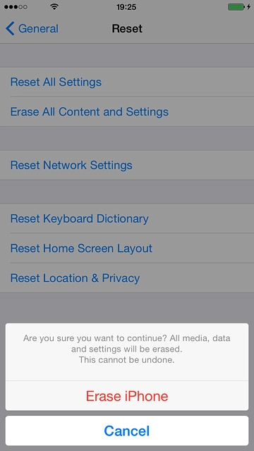 Press Erase iPhone to confirm.