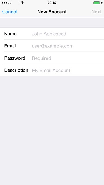 Press Password and key in the password for your email account.