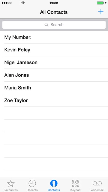 Press the required contact.The contact details are displayed.