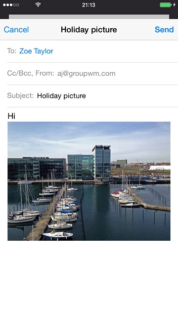 Press Send when you've finished your email message.