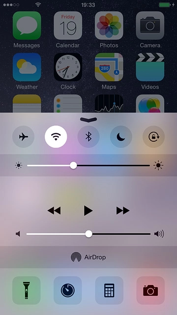 Slide your finger upwards starting from the bottom edge of the display.Press the flight mode icon to turn the function on or off.