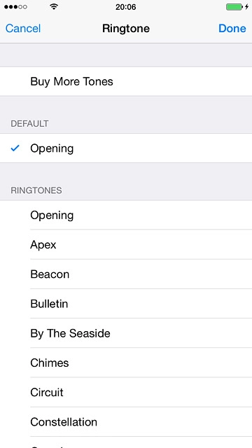 Once you've found a ring tone you like, press Done.