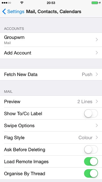 Press the name of the email account you've just set up.