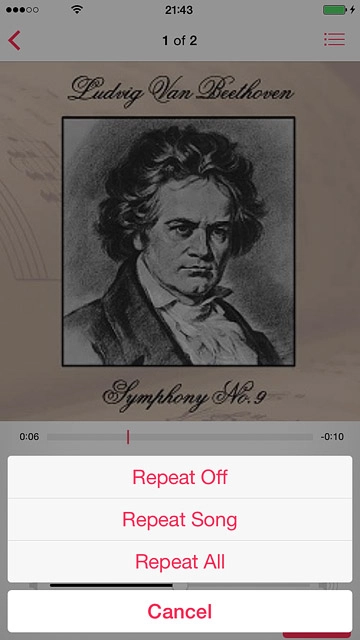 Press the required setting.