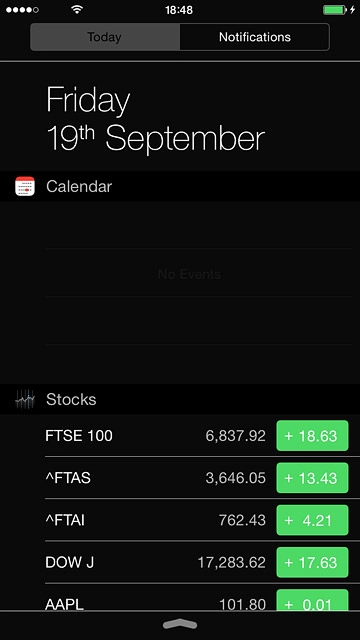 Press Today or Notifications.