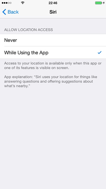 Press the required setting.