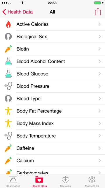 Press the required type of information.