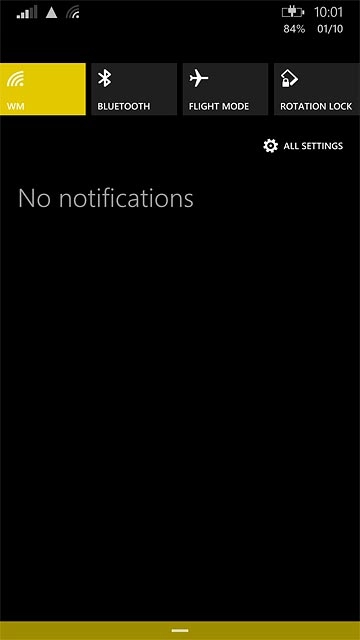 Slide your finger down the display starting from the top edge of your phone.Press ALL SETTINGS.