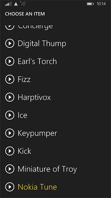 Once you've found a ring tone you like, press the required ring tone.