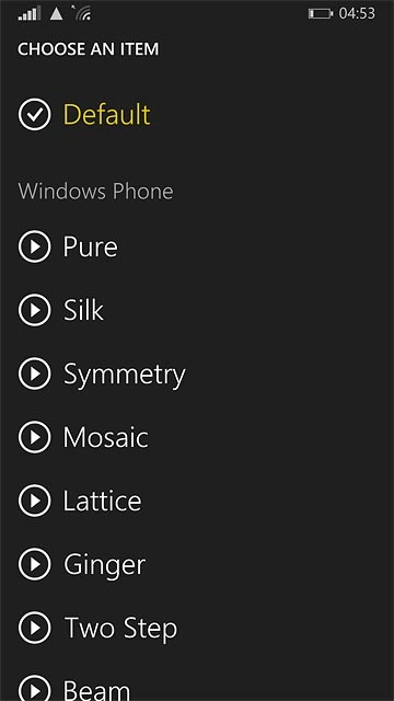Once you've found a ring tone you like, press the required ring tone.