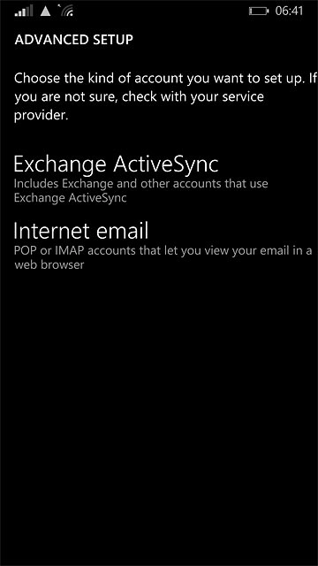 Press Internet email.