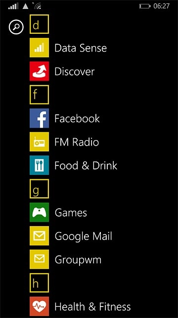 Slide your finger left across the display to open the main menu.Press Data Sense.