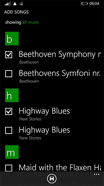 Press the required audio files to select them.