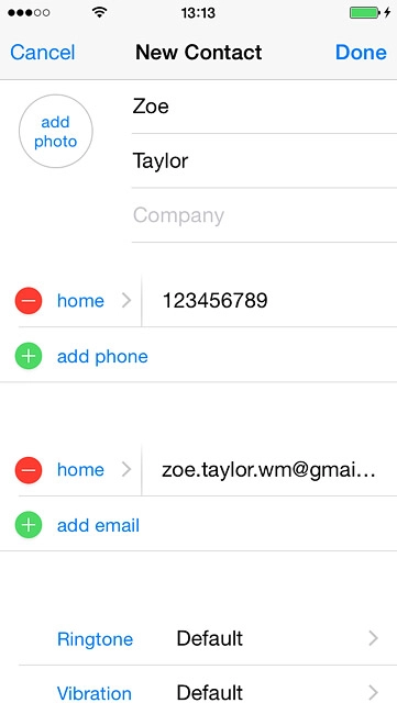 Press the field next to the email address.