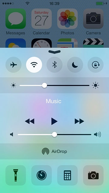 Slide your finger upwards starting from the bottom edge of the display.Press the flight mode icon to turn the function on or off.