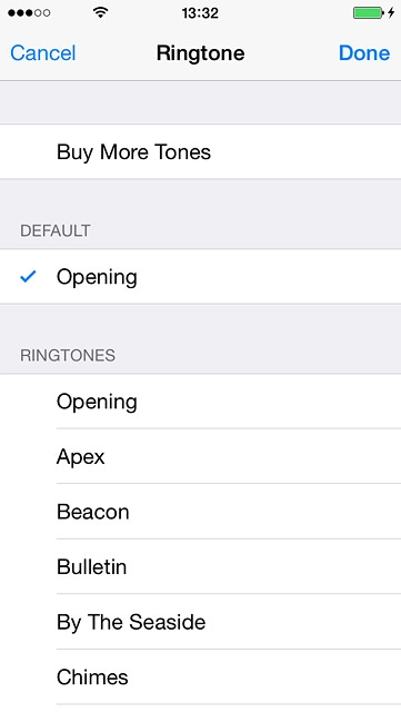 Once you've found a ring tone you like, press Done.
