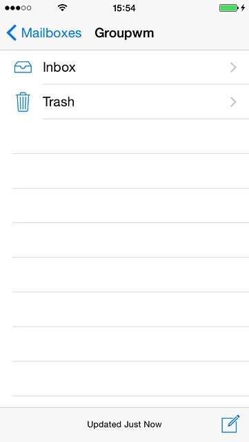 To see a list of email accounts:Press the field in the top left corner of the display.