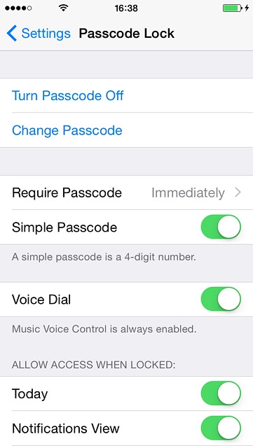 Press Require Passcode.