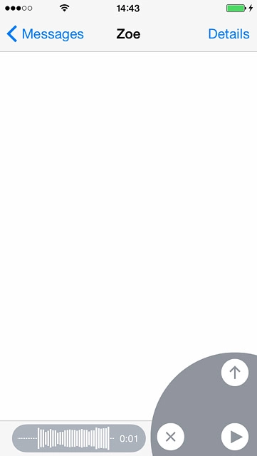 Press arrow up.The sound recording is sent immediately.