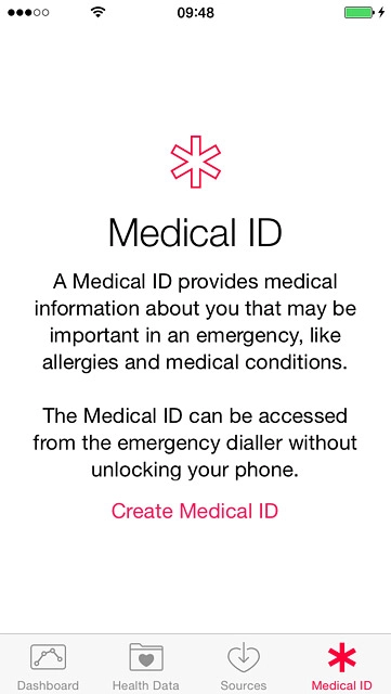 Press Create Medical ID.