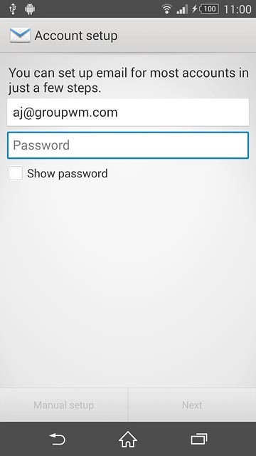 Press Password and key in the password for your email account.