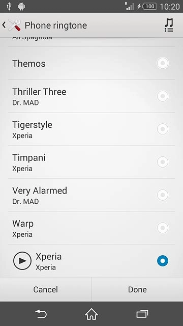 Press the required ring tone to listen to them.