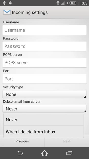 Press Never or When I delete from Inbox.
