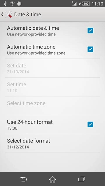 Press Automatic time zone until the function is turned on.