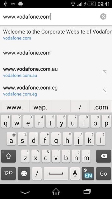 Key in the address of the required web page and press Go.