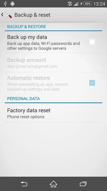Press Factory data reset.