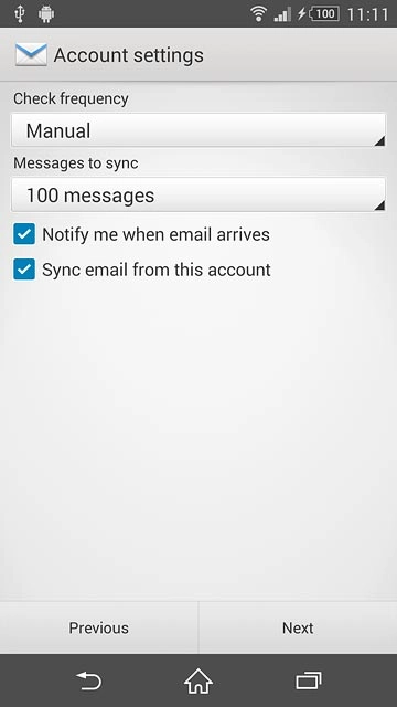 Press Sync email from this account to turn the function on or off.