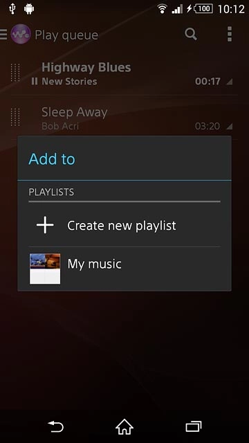 Press the required playlist.Repeat the procedure to add more audio files to the playlist.
