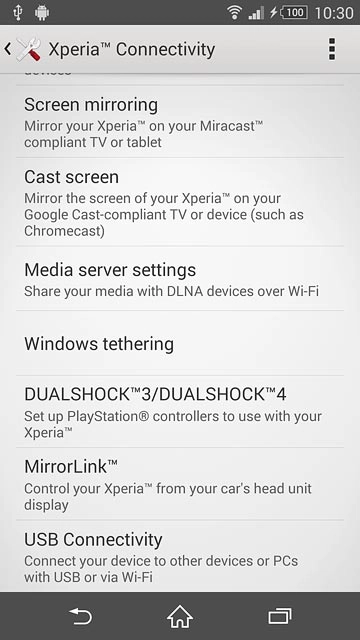Press USB Connectivity.
