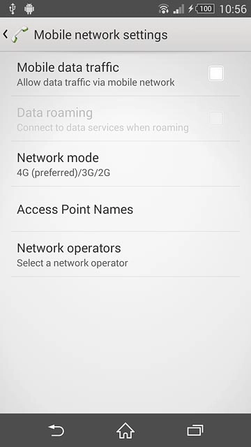 Press Mobile data traffic to turn the function on or off.