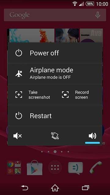 Press Airplane mode.Depending on the current setting, flight mode is turned on or off.