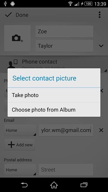 To assign an existing picture:Press Choose photo from Album.