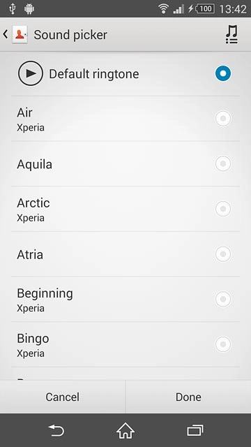 Once you've found a ring tone you like, press Done.
