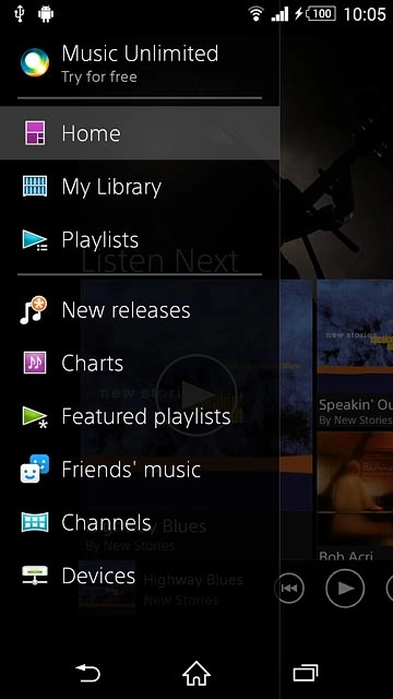Press Home.Go to the required audio file.