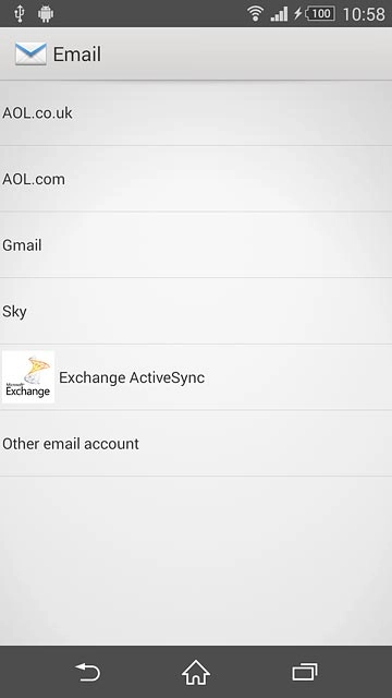 Press the required provider or Other email account.