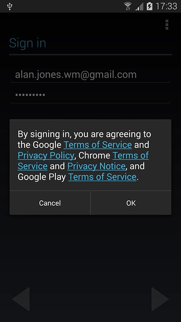 Press OK.Follow the instructions on the display to select settings for your Google account.