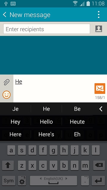 Press the required word to insert it.